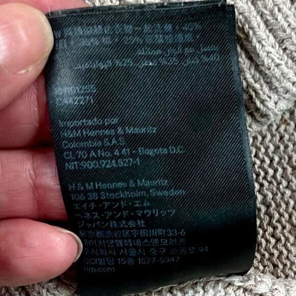 H&M Tan Beige Knit Crew Neck Tunic Sweater S - Picture 9 of 11